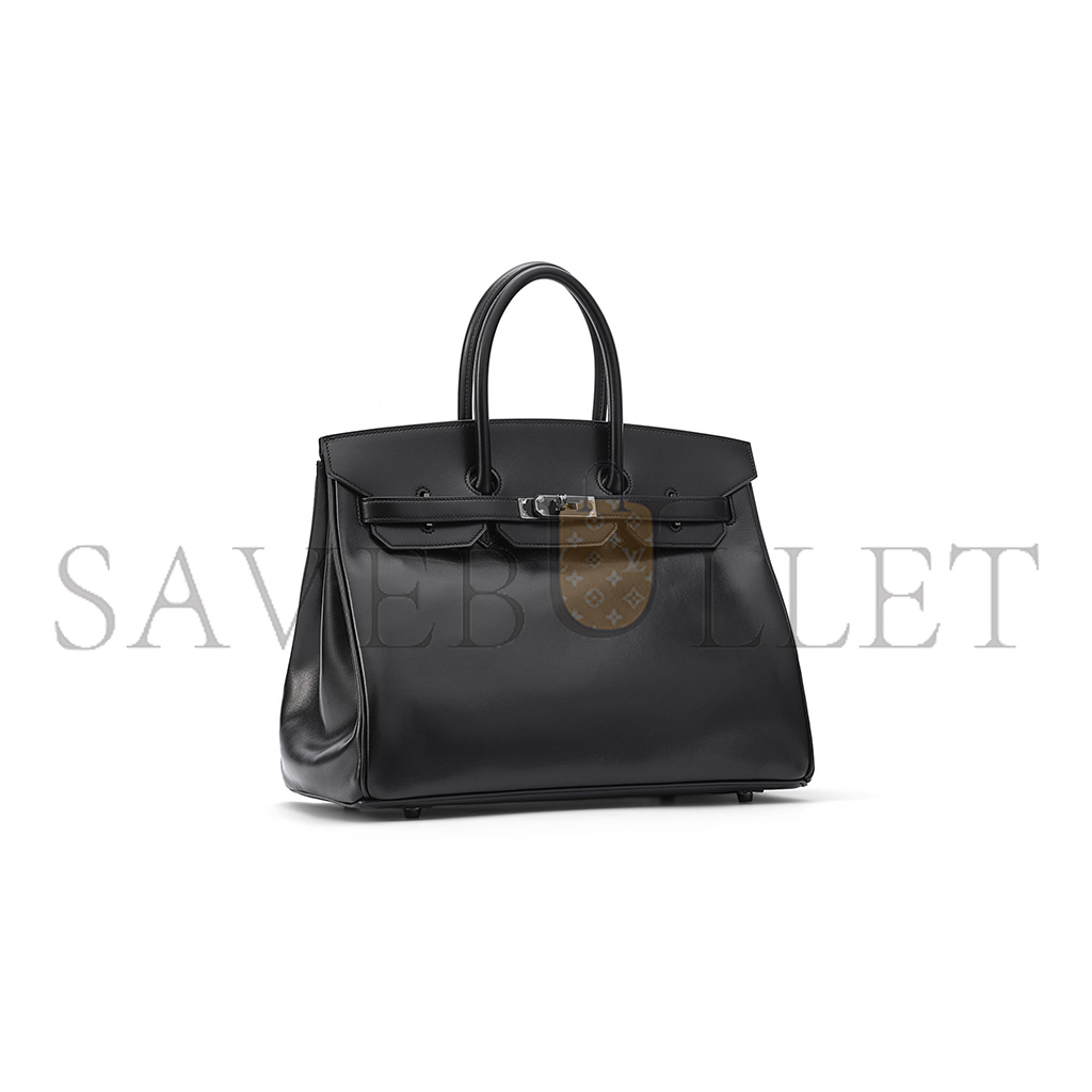 HERMES BIRKIN 35 BOX LEATHER BLACK BAG H028698CK89 (35*25*18cm)